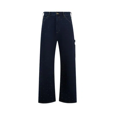 Pre-owned Needles Denim Jacquard Painter Pant 'indigo' | Blue | Men's Size Xl