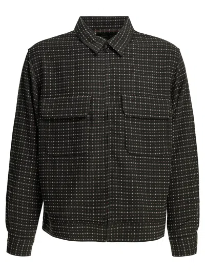NEEDLES NEEDLES DOBBY SQUARE BLACK RAYON POLYESTER LIGHTWEIGHT JACKET