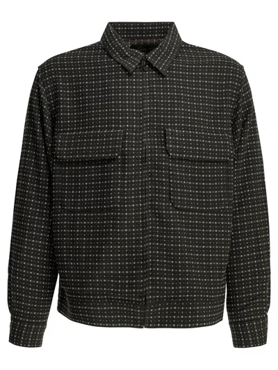 Needles Dobby Square Black Rayon Polyester Lightweight Jacket