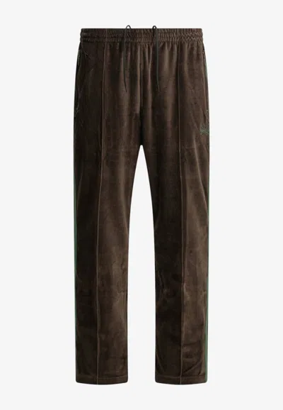 Needles Drawstring Velvet Track Pants In Brown