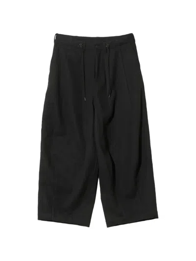 Needles Drawstring-waist Buckle-strap Trousers In Black