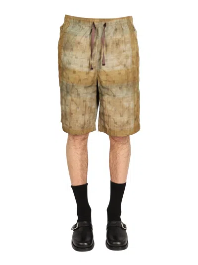 Needles Elastic Drawstring Bermuda Shorts In Military Green