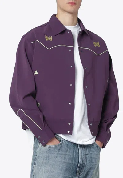 Needles Embroidered Buttoned Shirt In Purple