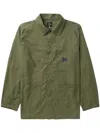 Needles Embroidered Cotton Shirt Jacket In Green