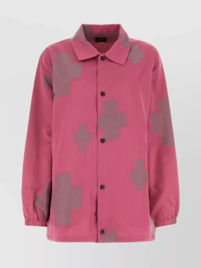 Needles Embroidered Hemline Drawstring Shirt In Pink