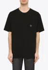 Needles Solid Color Mock-neck T-shirt With Butterflyembroidery In Black