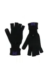 Needles Embroidered-logo Fingerless Gloves In Black