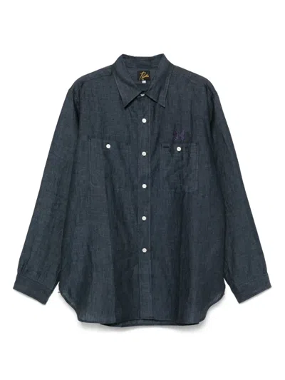 Needles Embroidered-logo Shirt In Blue