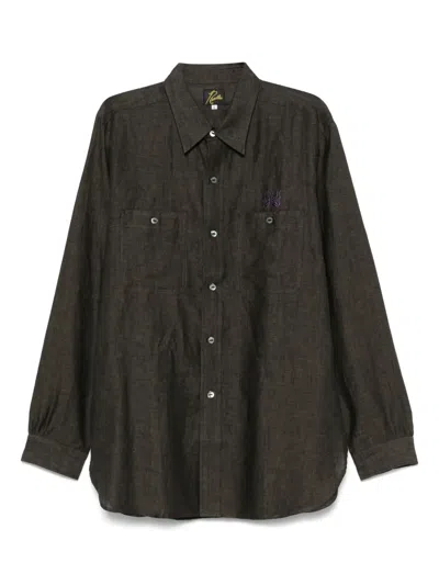 Needles Embroidered-logo Shirt In Grey