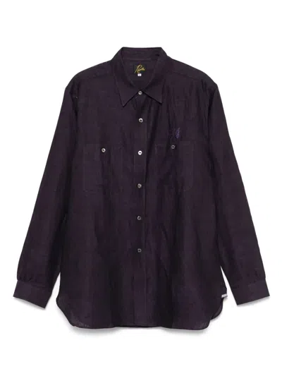 Needles Embroidered-logo Shirt In Purpl