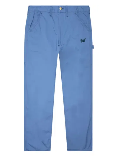 Needles Embroidered-logo Trousers In Blue