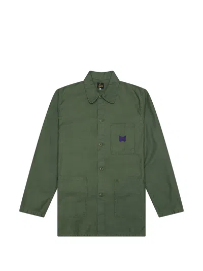 Needles Embroidered Overshirt In Green