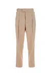 Needles Pleated Cropped Trousers With Embroidered Check Pattern In Brown