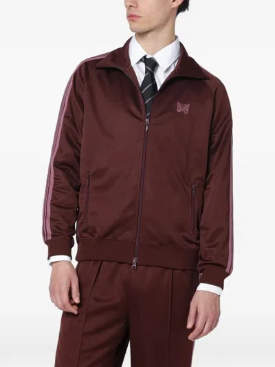 Needles Embroidered Side-stripe Sweater In Burgundy