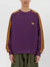 NEEDLES EMBROIDERED SWEATSHIRT WITH RAGLAN STRIPED SLEEVES