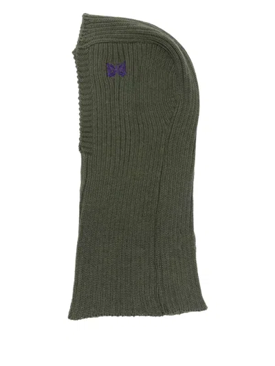 Needles Embroidered Wool Balaclava In Green