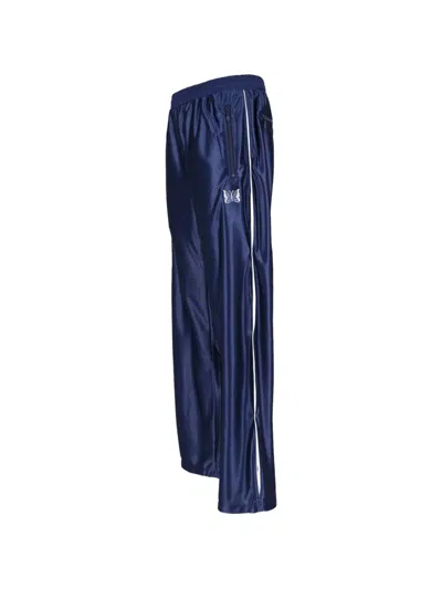 Needles Embroidered-butterfly Satin Track Pants In Blue