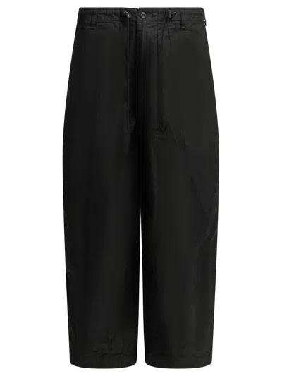 Needles Fatigue Drawstring-detail Cotton Parachute Trousers In Black
