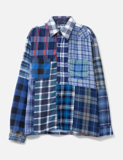Needles Flannel Shirt -> Straight Hem Shirt In Blue