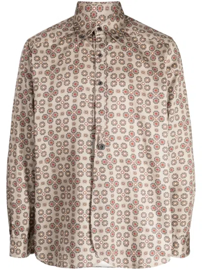 Needles Floral-print Cotton Shirt In Brown
