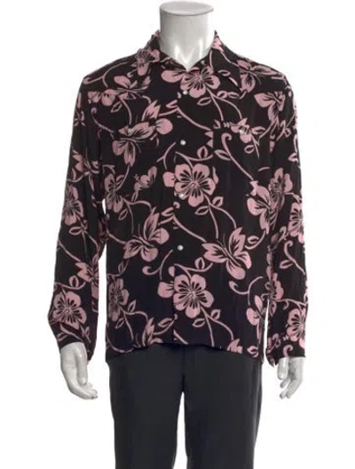Pre-owned Needles Floral Print Long Sleeve Shirt In Black