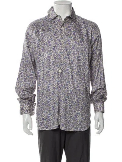 Pre-owned Needles Floral Print Long Sleeve Shirt In Blue
