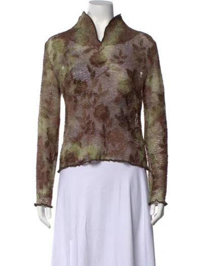 Pre-owned Needles Floral Print Long Sleeve Top In Brown