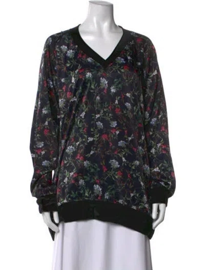Pre-owned Needles Floral Print V-neck Top In Black