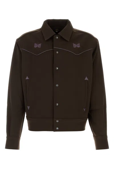 Needles Butterfly-embroidered Piped Jacket In Brown