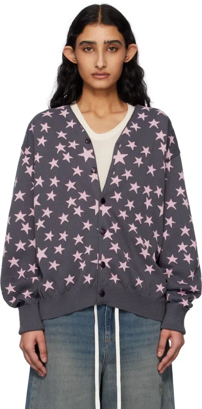 Needles Grey & Pink V-neck Cardigan In B-charcoal