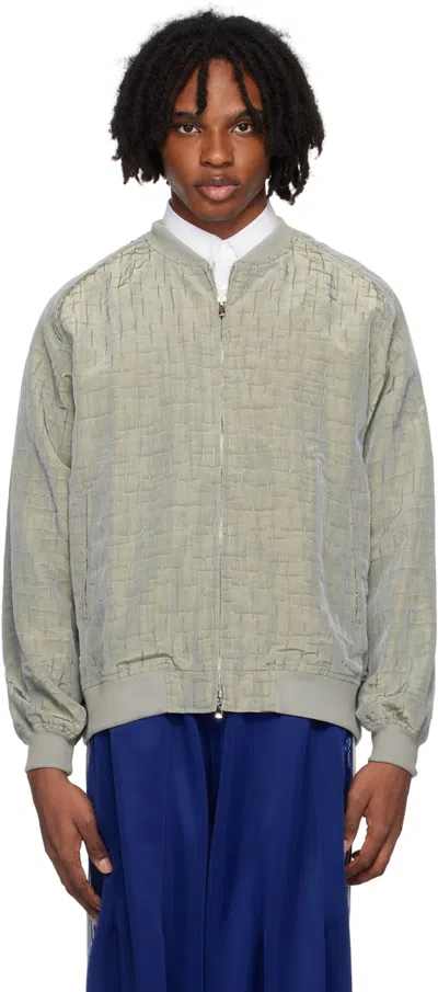 Needles Gray B.b. Bomber Jacket In A-blue Grey