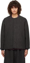 Needles Gray Quilted Crew Neck Jacket In A-charcoal