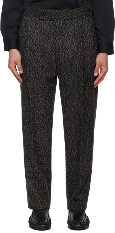 Needles Gray Side Tab Tucked Trousers In Black