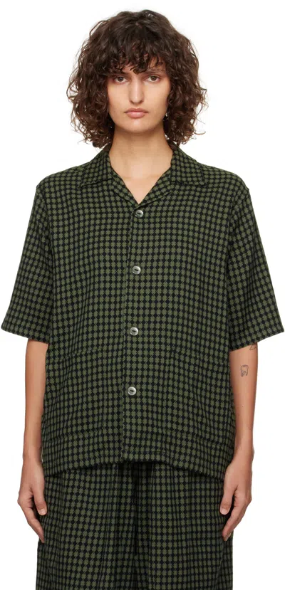 NEEDLES GREEN & BLACK CABANA SHIRT 