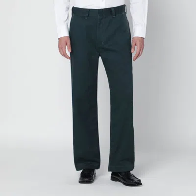 Needles Cotton Blend Tailored Trousers Belt Loops In Green
