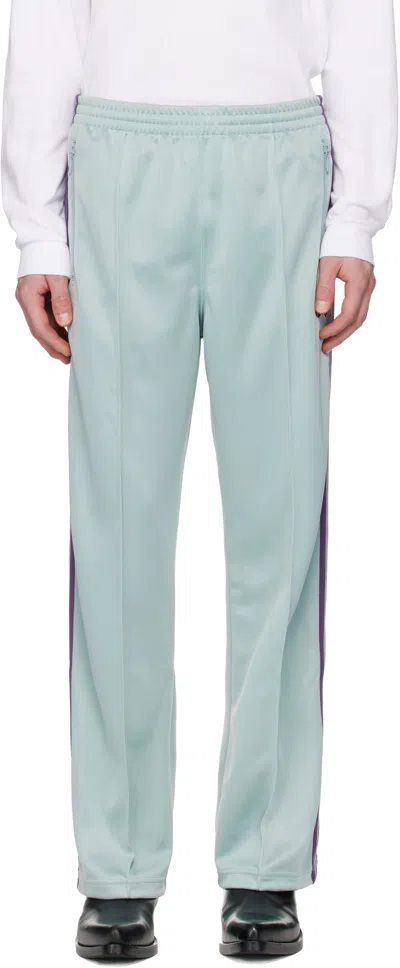 Needles Green Poly Smooth Track Pants In Blue