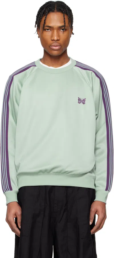 Needles Green Track Crew Neck Sweatshirt In B-sax