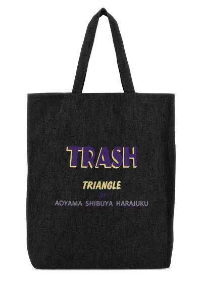 Needles Denim Large Grocery Shoulder Shopping Bag In Black