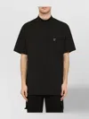 Needles Solid Color Mock-neck T-shirt With Butterflyembroidery In Black