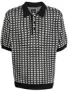 Needles Houndstooth-pattern Knit Polo Shirt In Black