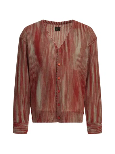 Needles Striped Cardigan Long Sleeves Ribbed Trims In Brown