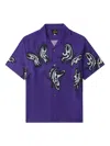 Needles Butterfly Print Short Sleeves Spread Collar Shirt