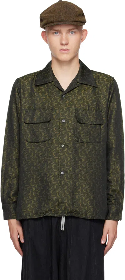 Needles Khaki Classic R/pe Crescent Shirt In A-green