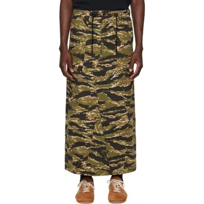 Needles Khaki Cotton Ripstop Camo String Fatigue Skirt In Multi