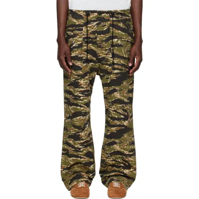 Needles Khaki Cotton Ripstop Camo String Fatigue Trousers In Green