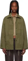 Needles Khaki Coverall Ripstop Cut Jacquard Jacket In B-olive