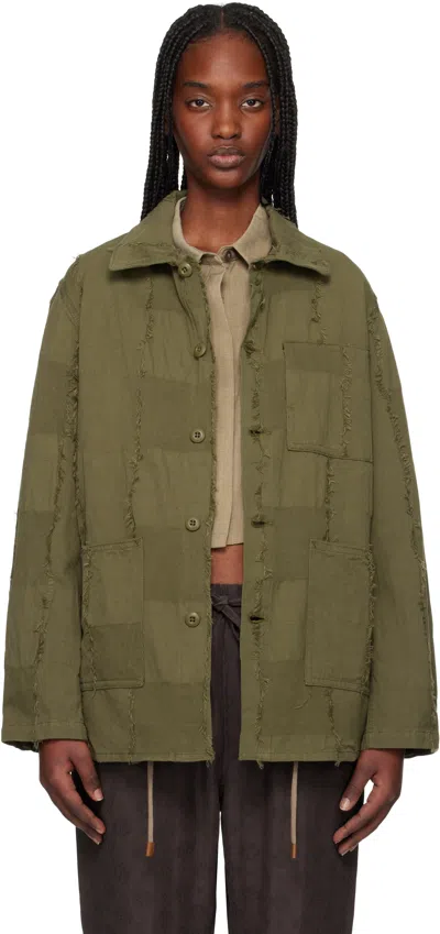 Needles Khaki Coverall Ripstop Cut Jacquard Jacket In B-olive