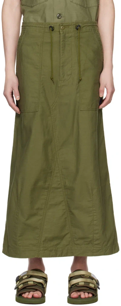 Needles Khaki String Fatigue Skirt In B-olive