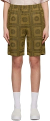 Needles Khaki Graphic Shorts In A-olive