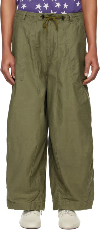 Needles Khaki H.d. Trousers In A-olive